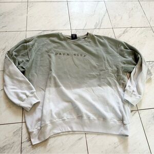 Park City Utah Crewneck Sweater - Green & White Ombré